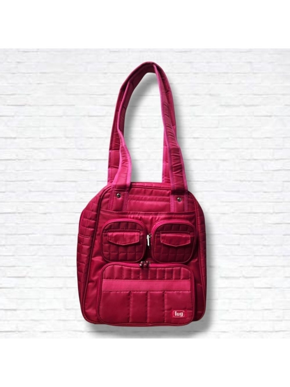 Lug Original Hot Pink Quilted Puddle Jumper Travel Tote Bag